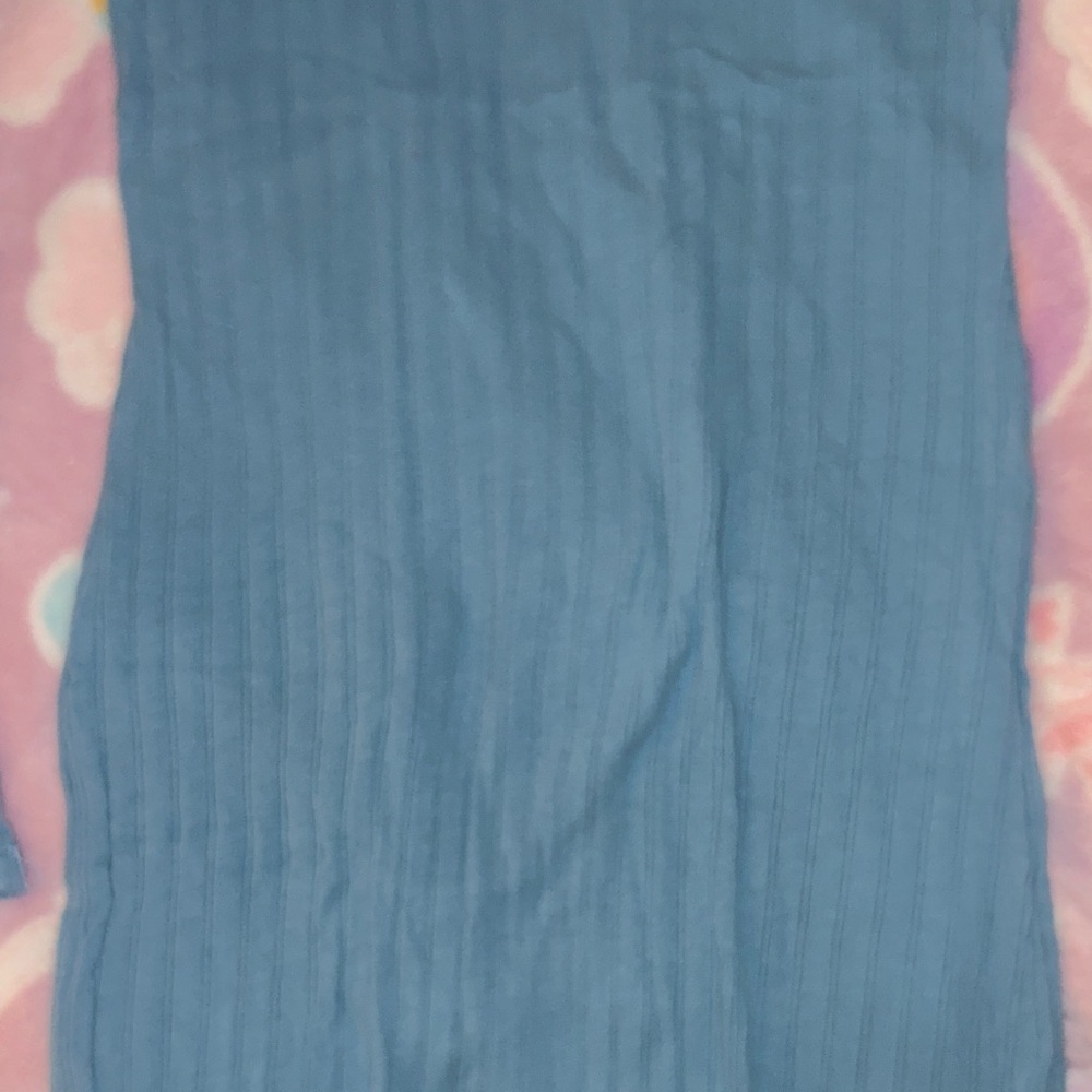 Art Class Ribbed Long Sleeve Top in Teal - Picture 3 of 3